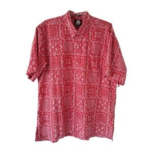 Reyn Spooner Popover Hawaiian Shirt Men's 2XL Full Cut Classic Fit Red White